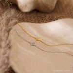 925 Sterling Silver Octagonal Star Bracelet Diamonds Delicate